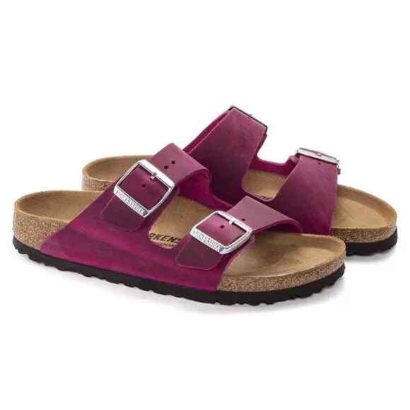 NEW Birkenstock Made in Germany Arizona BS Sandals - Oiled Leathe Fuchsia unisex - Picture 9 of 14